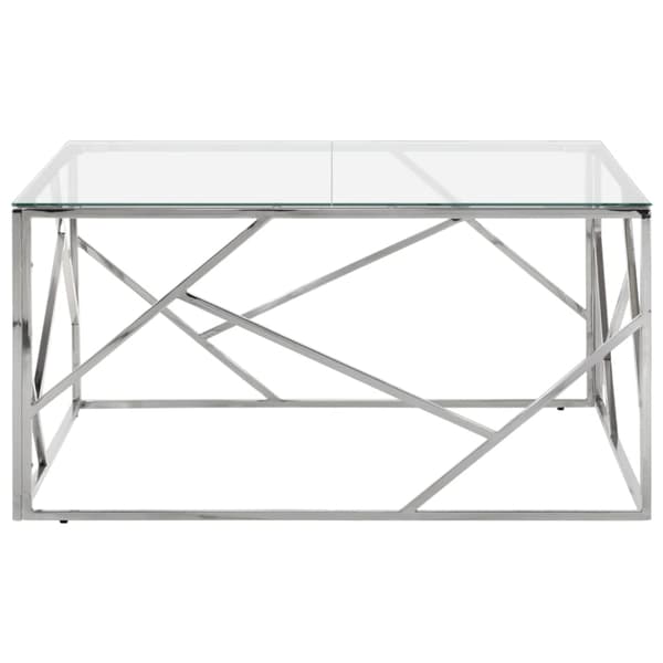 vidaXL Soffbord silver rostfritt stål och härdat glas Silver