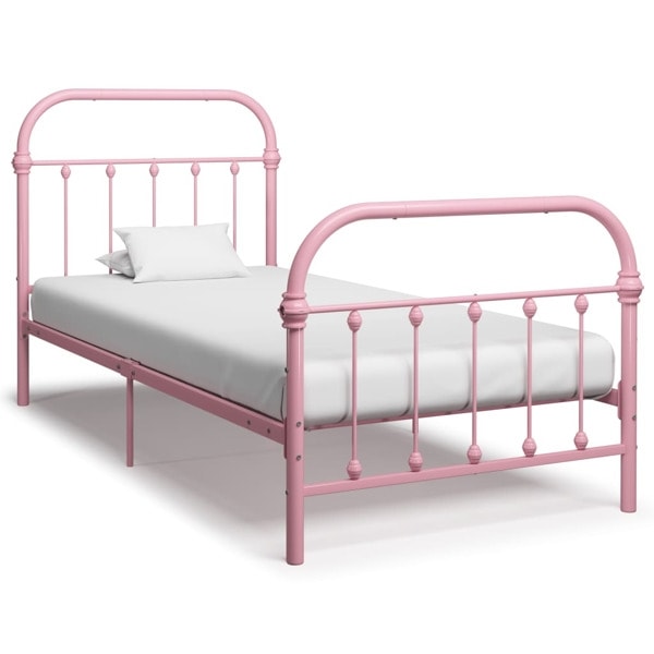 vidaXL Sängram utan madrass rosa metall 90x200 cm Rosa