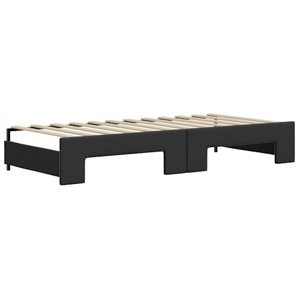 vidaXL Dagbädd utdragbar med madrasser svart 90x200 cm konstläder Svart