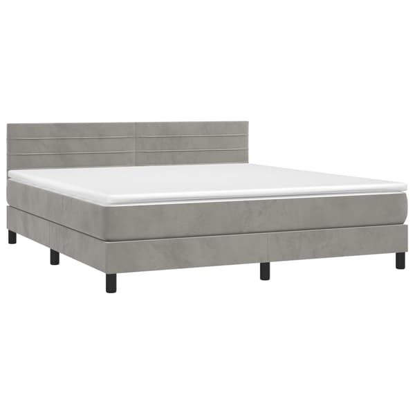vidaXL Ramsäng med madrass ljusgrå 180x200 cm sammet Grå