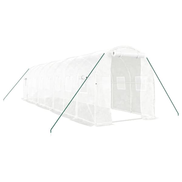 vidaXL Växthus med stålram vit 16 m² 8x2x2 m Vit
