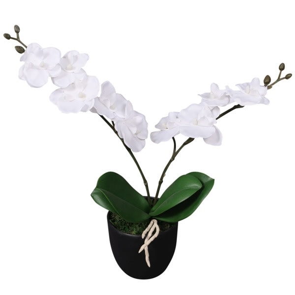 vidaXL Konstväxt Orkidé med kruka 30 cm vit Vit