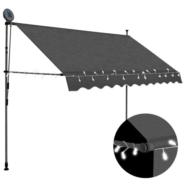 vidaXL Markis manuellt infällbar med LED 250 cm antracit Antracit