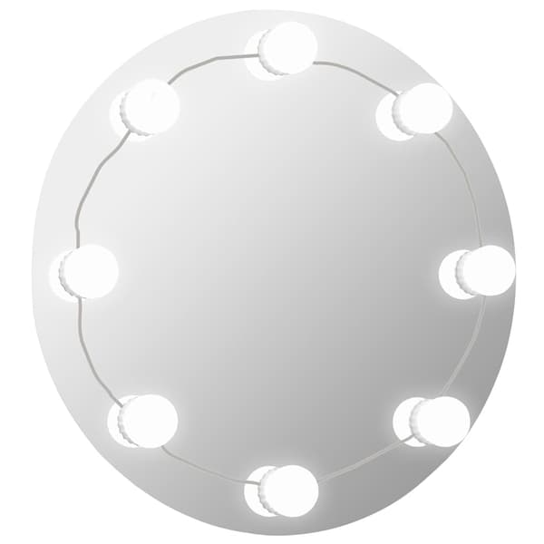 vidaXL Väggspegel med LED-belysning rund Silver