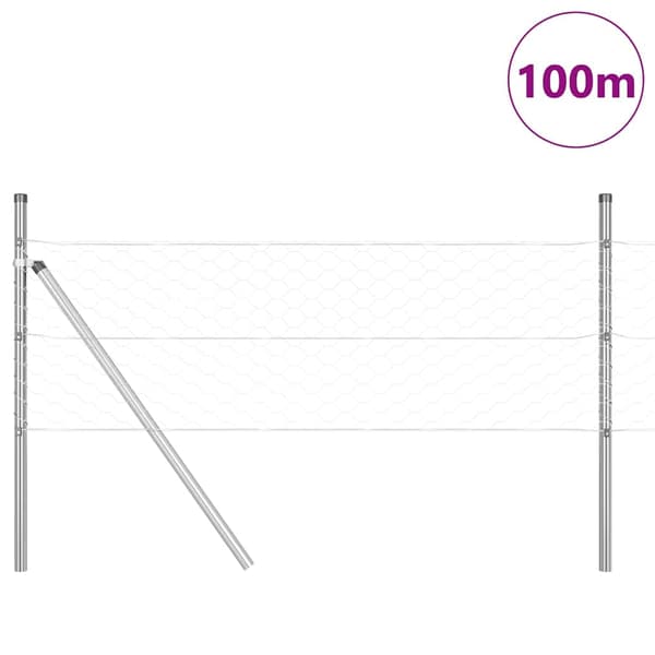 vidaXL Hexagonalt staket markfäste 100 x 0,8 m Galvaniserat stål Mesh Silver