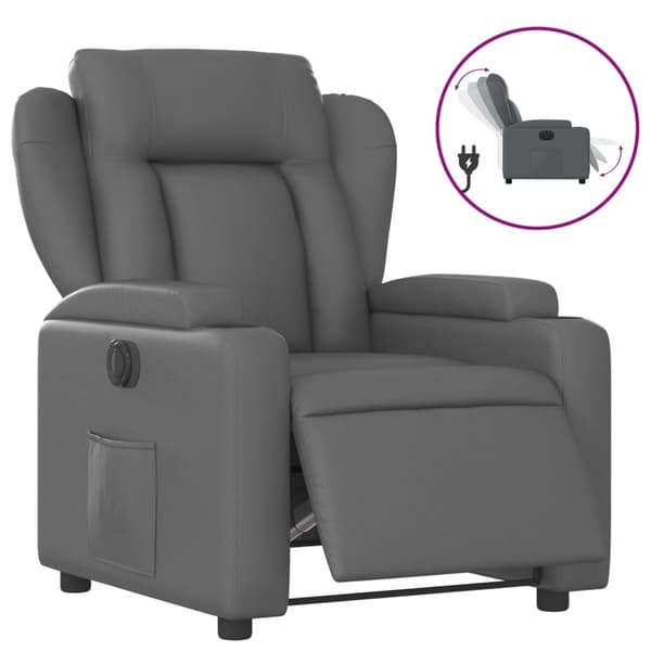 vidaXL Elektrisk reclinerfåtölj grå konstläder Grå