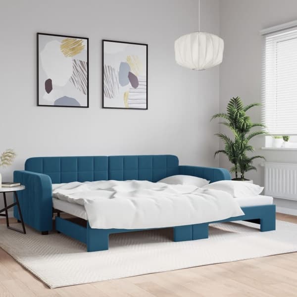 vidaXL Dagbädd utdragbar blå 90x200 cm sammet Blå