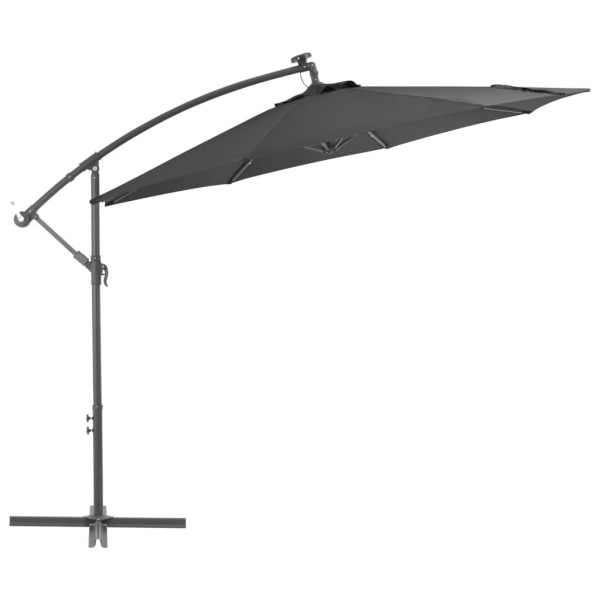 vidaXL Frihängande parasoll med LED och stålstång 300 cm antraci Antracit