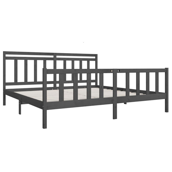 vidaXL Sängram grå massivt trä 200x200 cm Grå