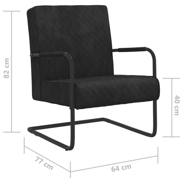 vidaXL Fribärande stol svart sammet Svart