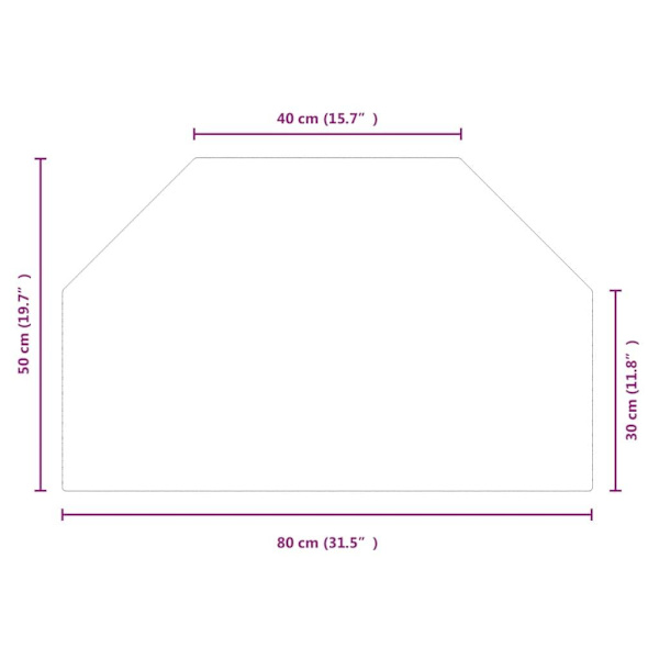 vidaXL Glasskiva för öppen spis sexkantig 80x50 cm