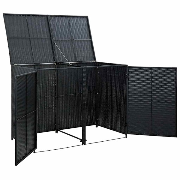 vidaXL Skjul för 2 soptunnor konstrotting 148x80x111 cm svart Svart