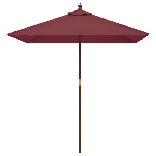 vidaXL Parasoll med trästång 198x198x231 cm vinröd Röd
