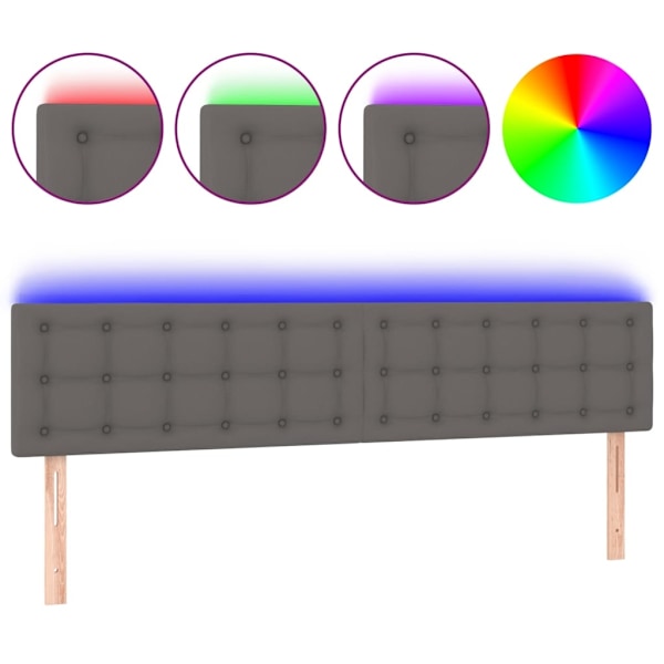 vidaXL Sänggavel LED grå 180x5x78/88 cm konstläder Grå