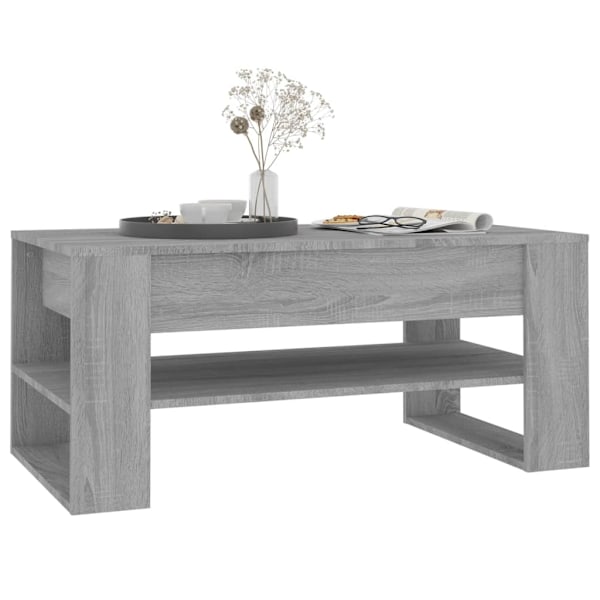 vidaXL Soffbord grå sonoma-ek 102x55x45 cm konstruerat trä grå