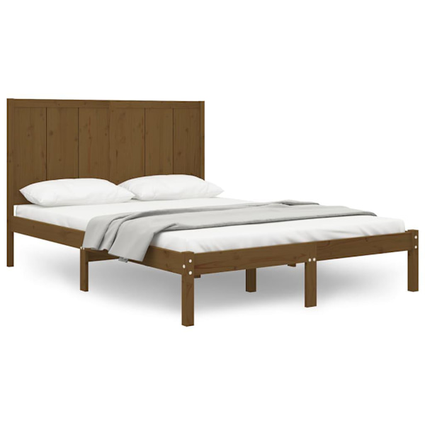 vidaXL Sängram honungsbrun massiv furu 120x200 cm Brun