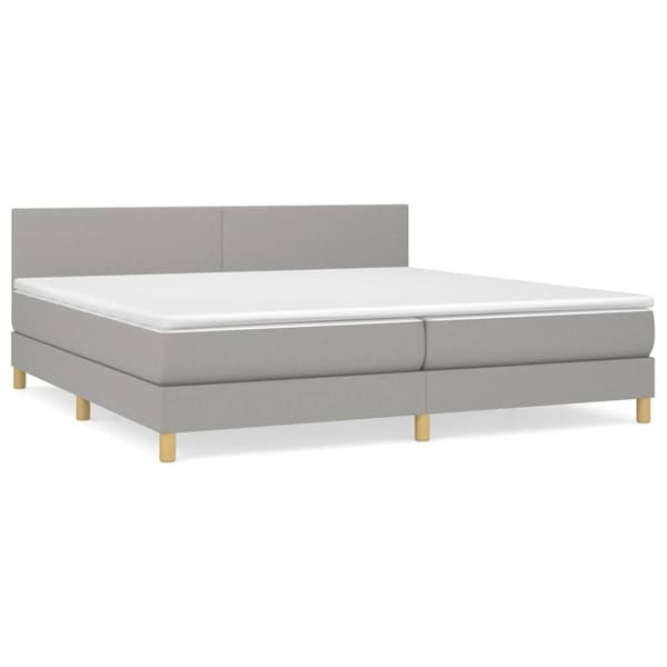 vidaXL Ramsäng med madrass ljusgrå 200x200 cm tyg Grå