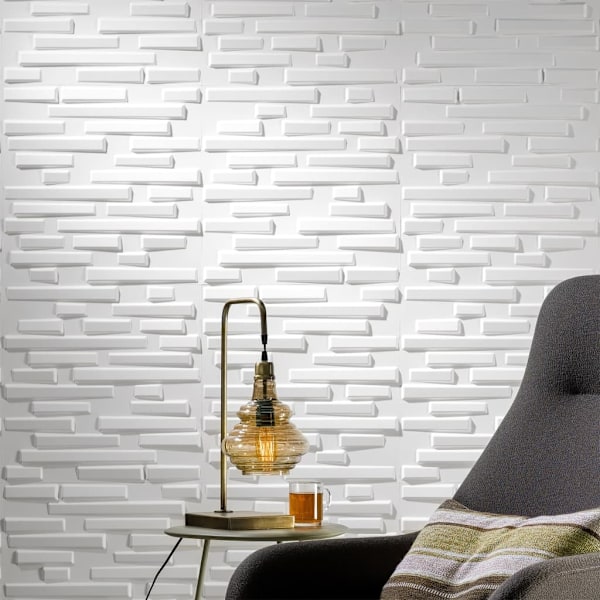 WallArt Väggpanel 3D Pebbles 12 st GA-WA13 Vit