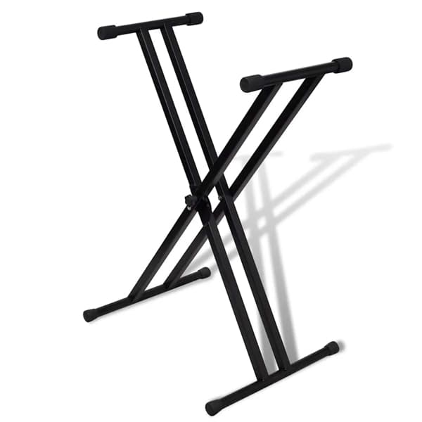 vidaXL Keyboardstativ svart vikbart justerbart 100kg Svart