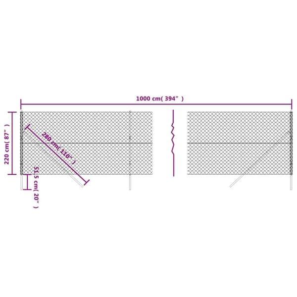 vidaXL Gunnebostängsel silver 2,2x10 m Silver