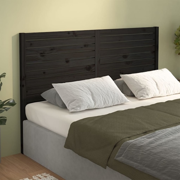 vidaXL Sänggavel svart 186x4x100 cm massiv furu Svart