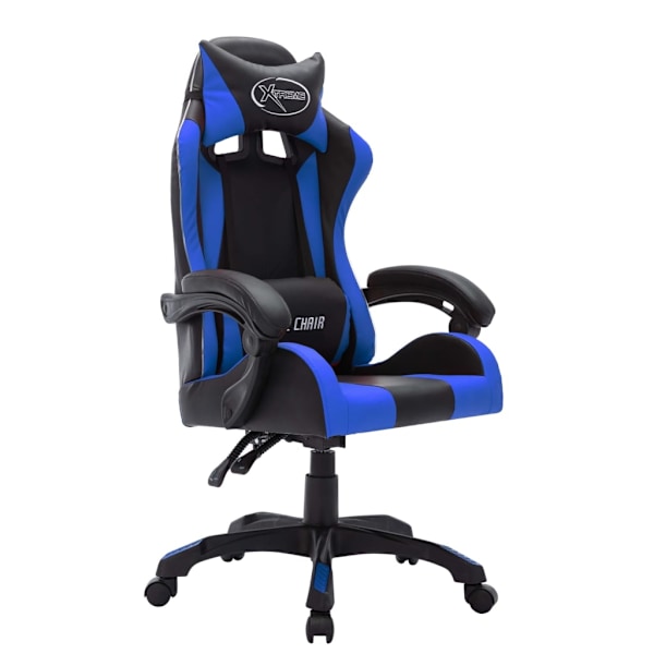 vidaXL Gamingstol med RGB LED-lampor blå och svart konstläder multifärg