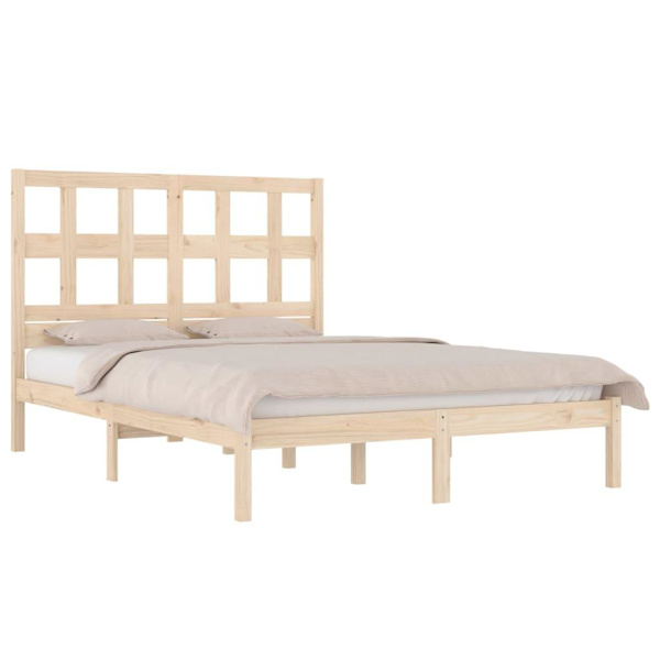 vidaXL Sängram massiv furu 120x190 cm Brun