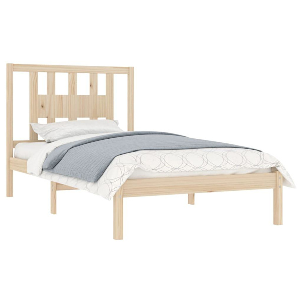 vidaXL Sängram massiv furu 100x200 cm Brun