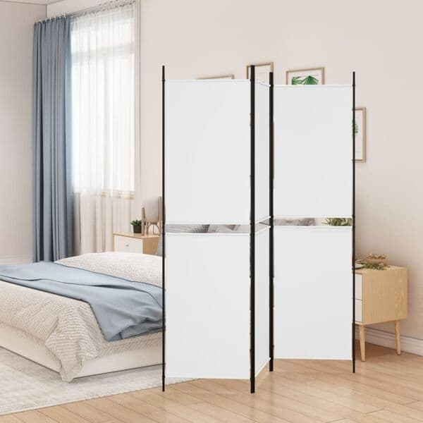vidaXL Rumsavdelare 3 paneler vit 150x200 cm tyg Vit