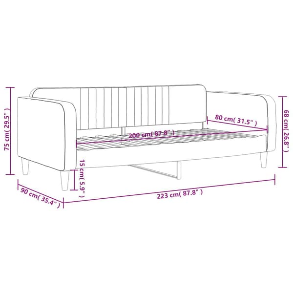 vidaXL Dagbädd rosa 80x200 cm sammet Rosa