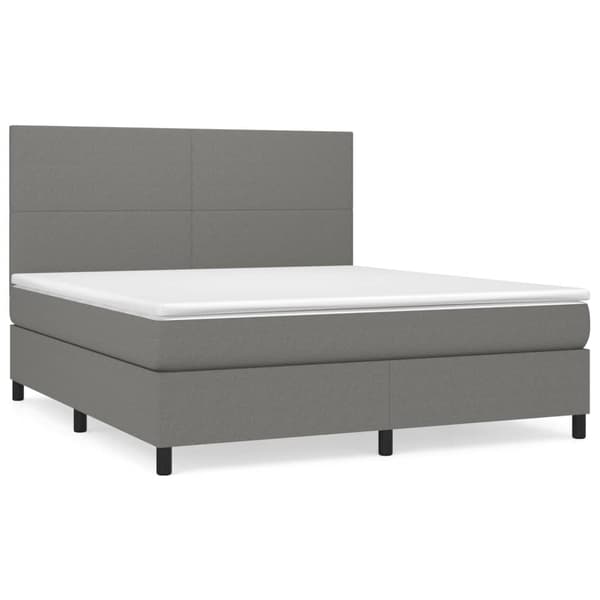 vidaXL Ramsäng med madrass mörkgrå 180x200 cm tyg Grå