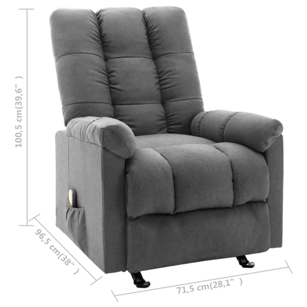 vidaXL Massagefåtölj ljusgrå tyg grå