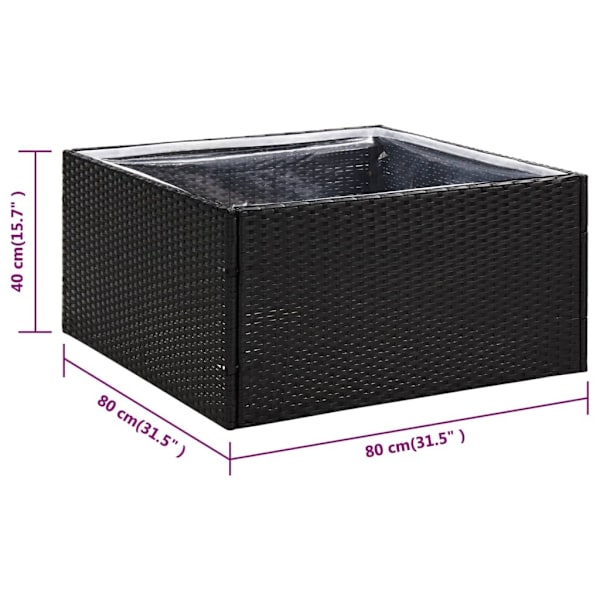 vidaXL Odlingslåda svart 80x80x40 cm konstrotting Svart