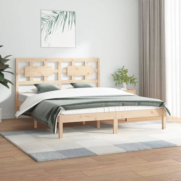 vidaXL Sängram massiv furu 120x200 cm Brun
