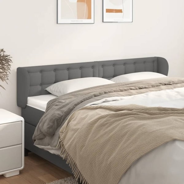 vidaXL Sänggavel med kanter grå 163x23x78/88 cm konstläder Grå