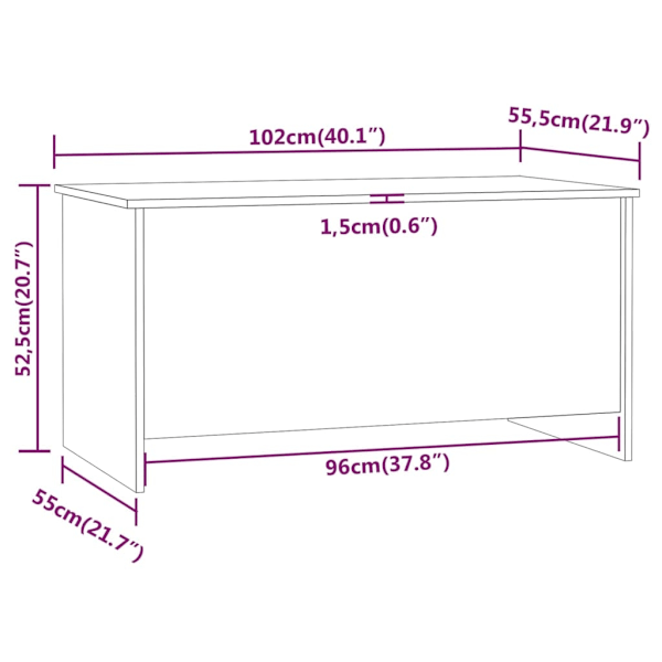 vidaXL Soffbord rökfärgad ek 102x55,5x52,5 cm konstruerat trä Brun