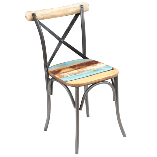 vidaXL Matstolar 6 st massivt återvunnet trä 51x52x84 cm multifärg