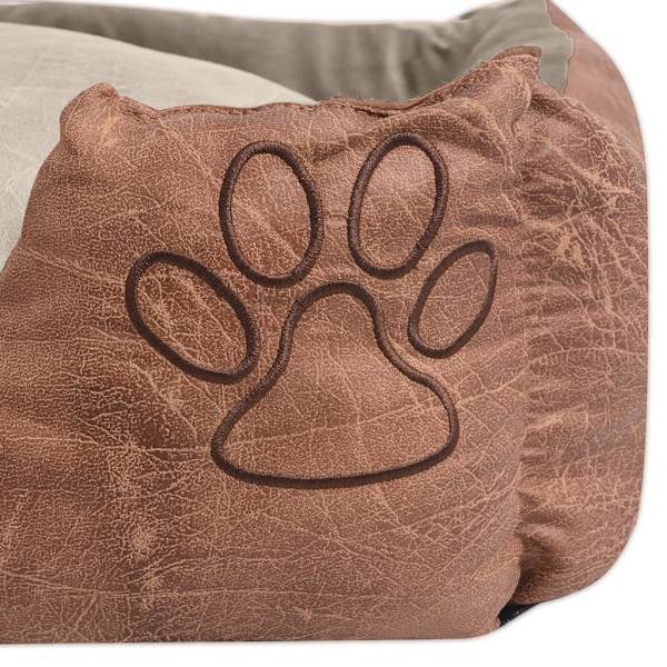 vidaXL Hundbädd med kudde PU konstläder storlek XXL beige Beige
