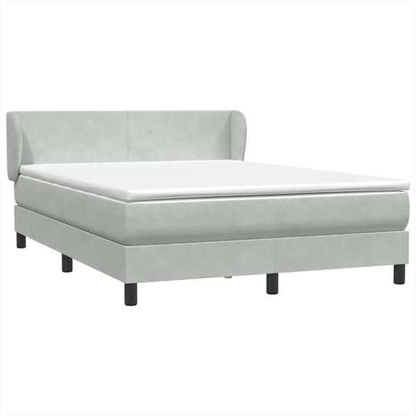 vidaXL Ramsäng med madrass ljusgrå 160x220 cm sammet Grå