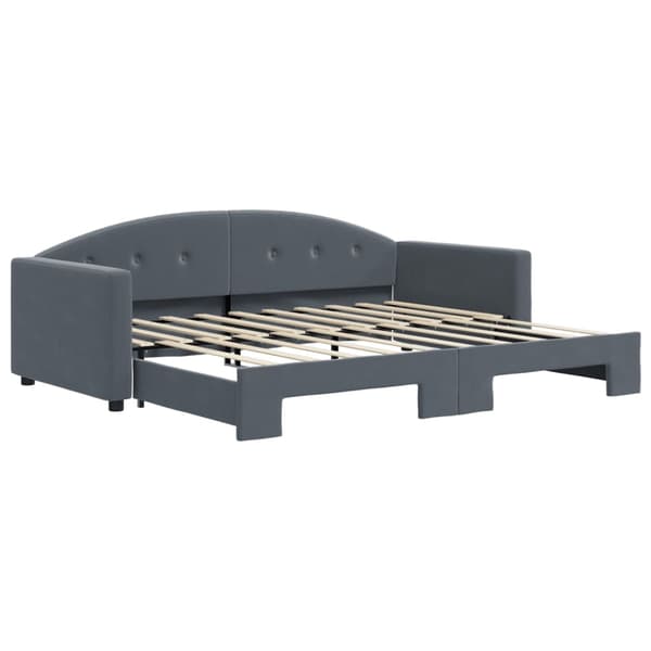 vidaXL Dagbädd utdragbar mörkgrå 90x190 cm sammet Grå