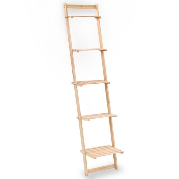 vidaXL Vägghylla stege cedarträ 41,5x30x176 cm Beige