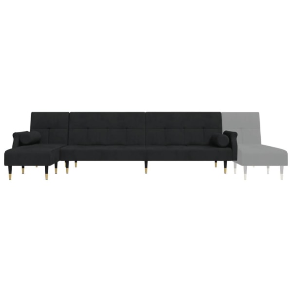 vidaXL L-formad soffa svart 271x140x70 cm sammet Svart