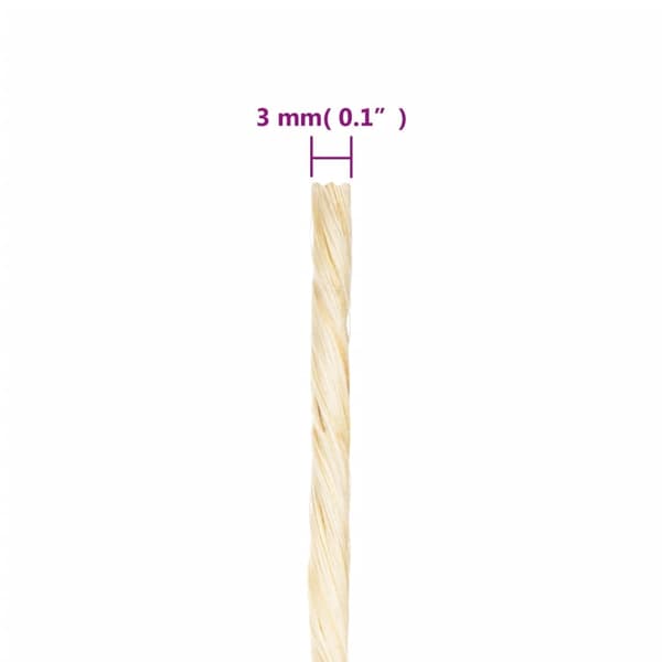 vidaXL Rep 100% sisal 3 mm 1000 m