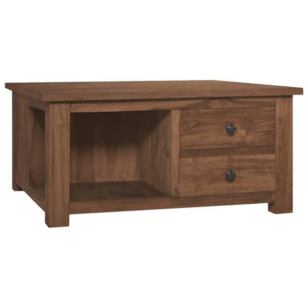 vidaXL Soffbord 68x68x33 cm massiv teak Brun