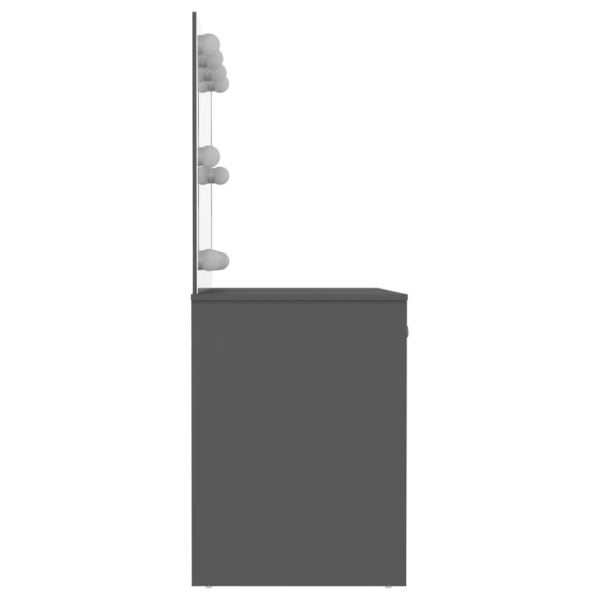 vidaXL Sminkbord med LED-belysning 110x55x145 cm MDF grå grå
