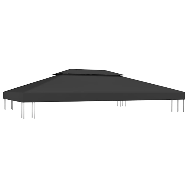 vidaXL Paviljongtak med ventilering 310 g/m² 4x3 m svart Svart