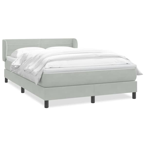 vidaXL Ramsäng med madrass ljusgrå 160x210 cm sammet Grå