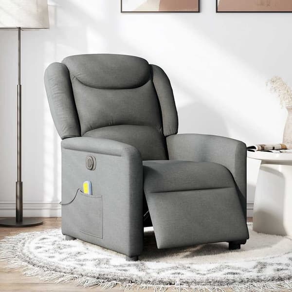 vidaXL Elektrisk massagefåtölj mörkgrå tyg Grå