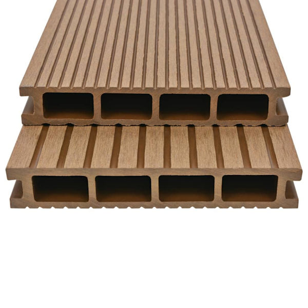 vidaXL WPC ihåliga golvplattor med tillbehör 16 m² 2,2 m teak Brun