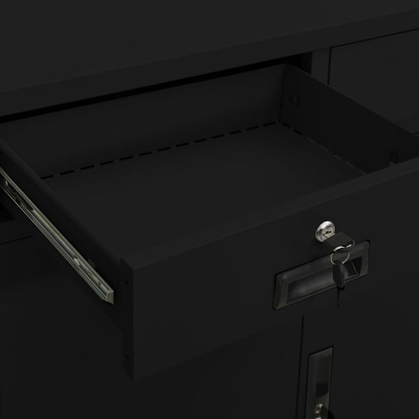 vidaXL Dokumentskåp svart 90x40x102 cm stål Svart